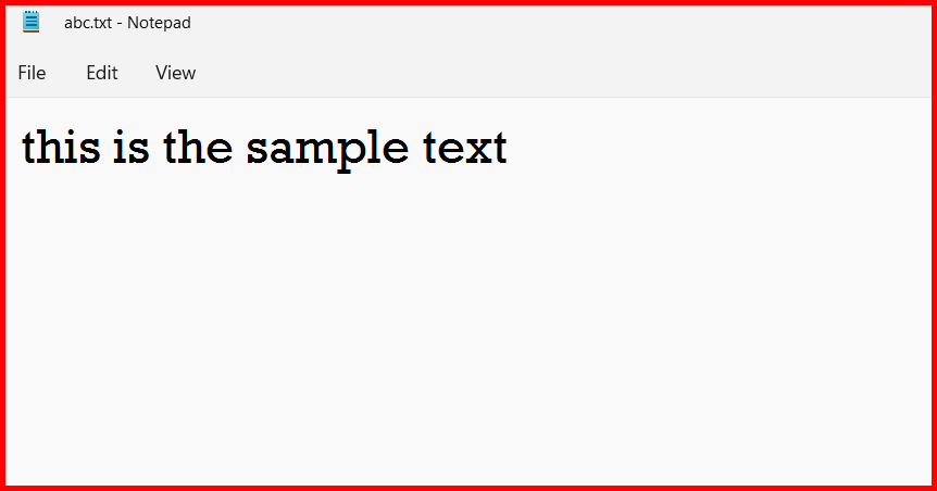 Picture showing the sample text file